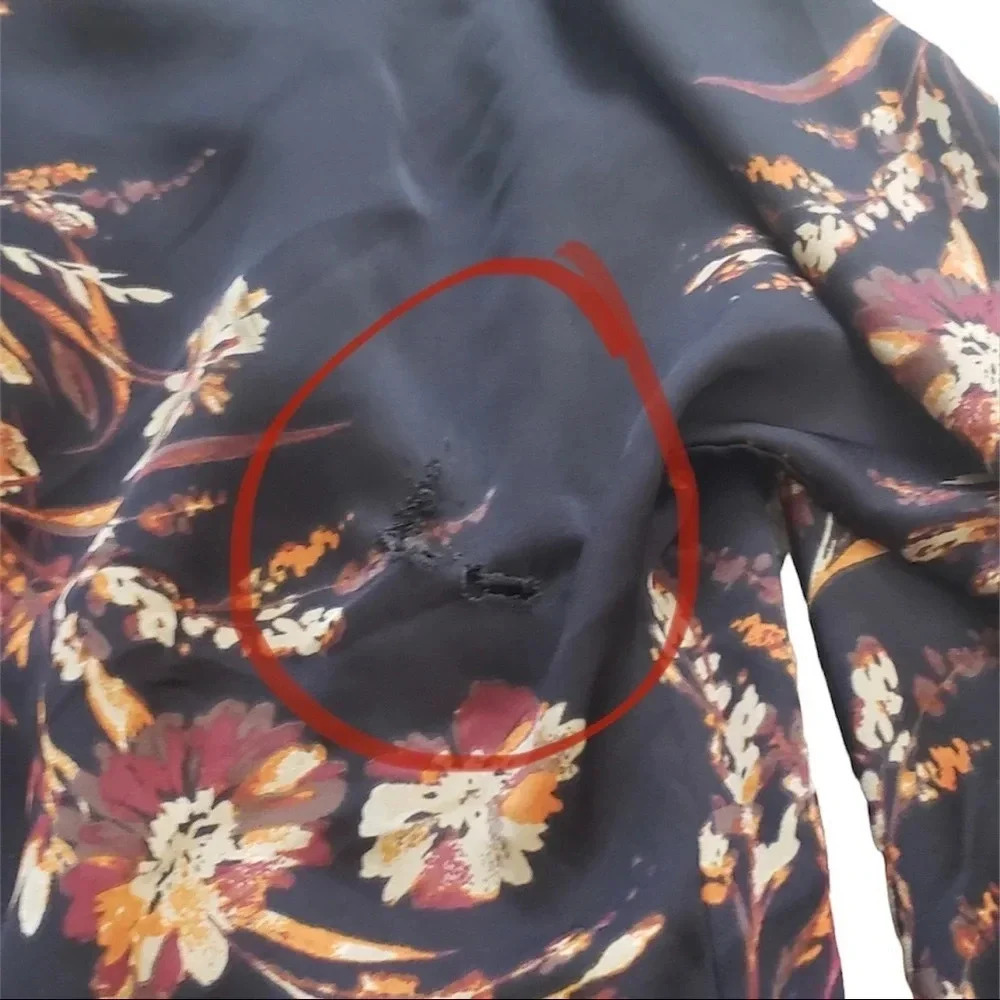 Equipment Black Floral Satin Harmon Dress S - Picture 6 of 8